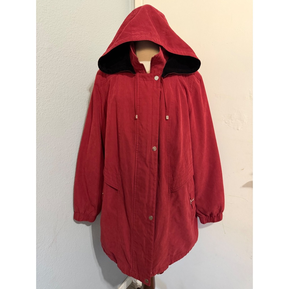Croft‎ & Barrow Woman Burgundy Hooded Parka Jacket Plus Size 1X Utility Anorak